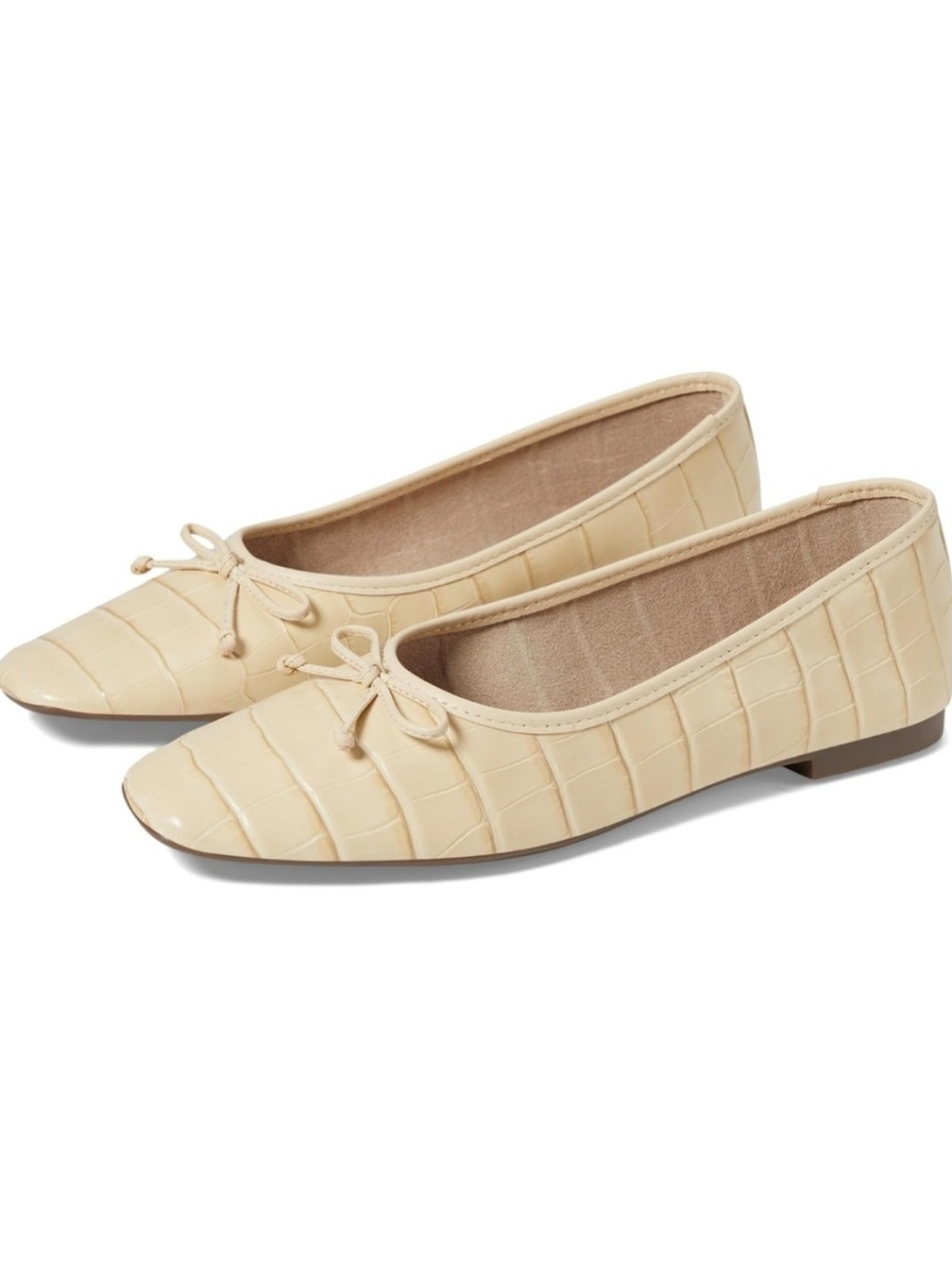 Schutz Arissa Classic Cream Croc-Embossed Ballet Flats - Picture 2 of 6